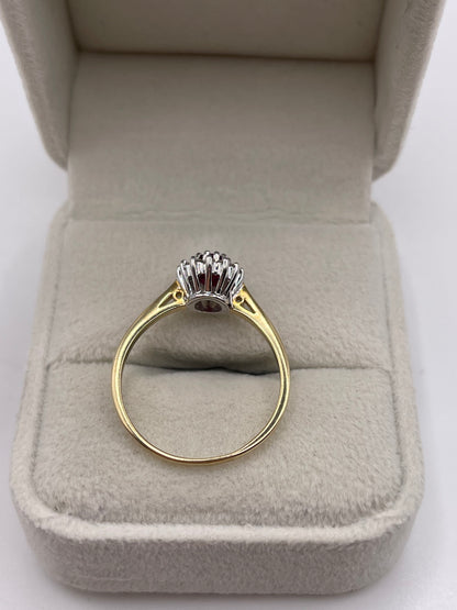 9ct gold ruby and diamond ring