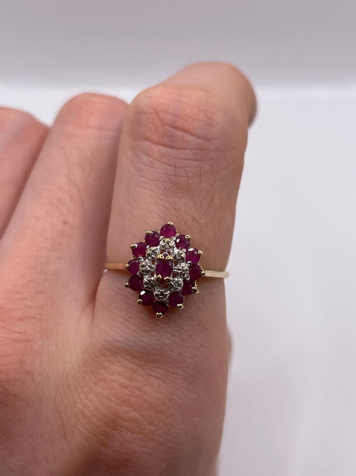 9ct gold ruby and diamond ring