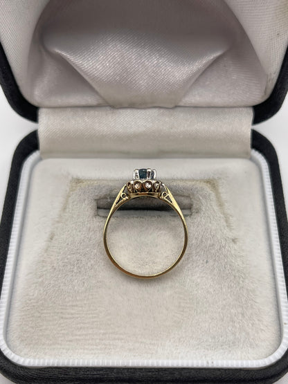 9ct gold blue topaz and diamond ring