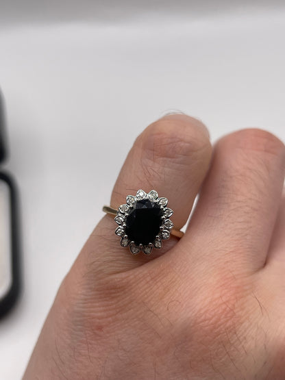 9ct gold sapphire and diamond ring