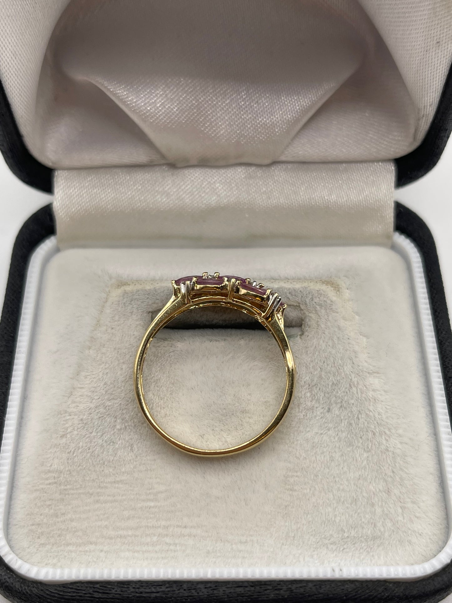 9ct gold pink sapphire and diamond ring