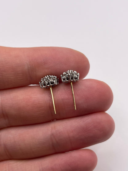 9ct gold diamond cluster earrings