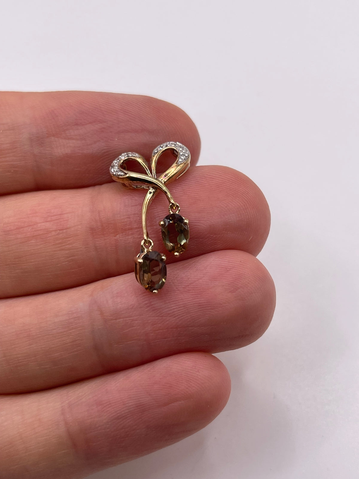 9ct gold andalusite and diamond pendant