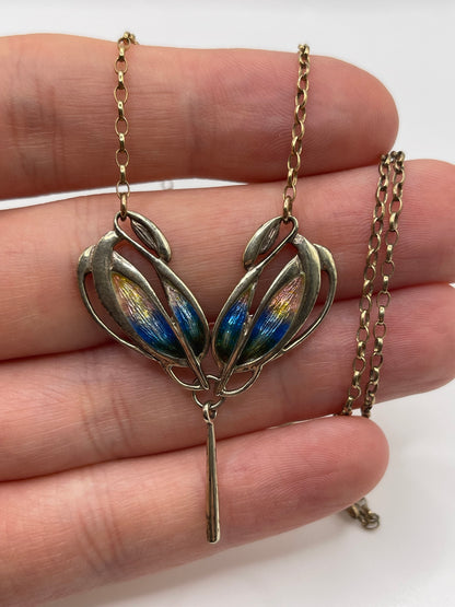 9ct gold enamel necklace