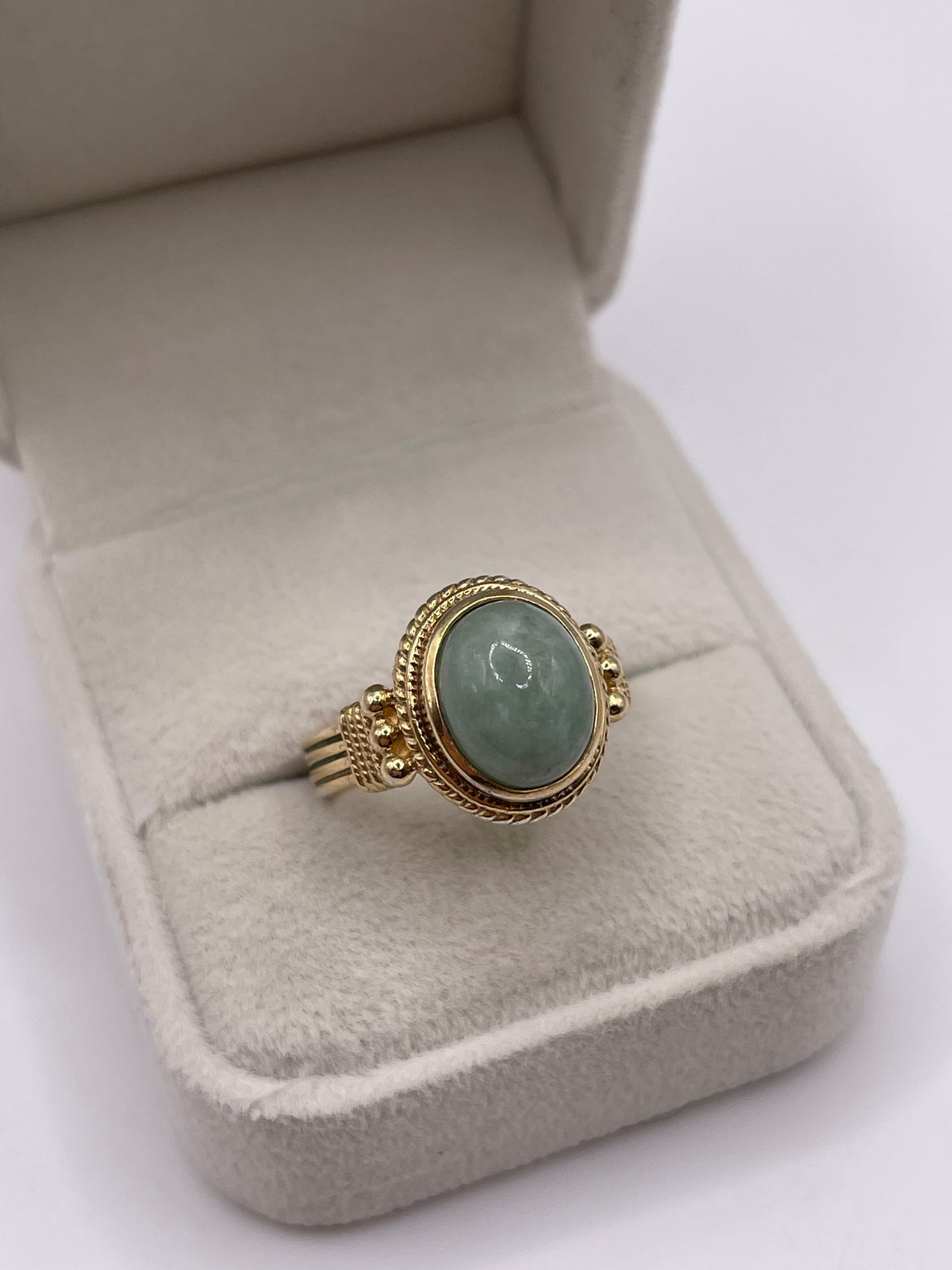 9ct two tone gold aventurine ring
