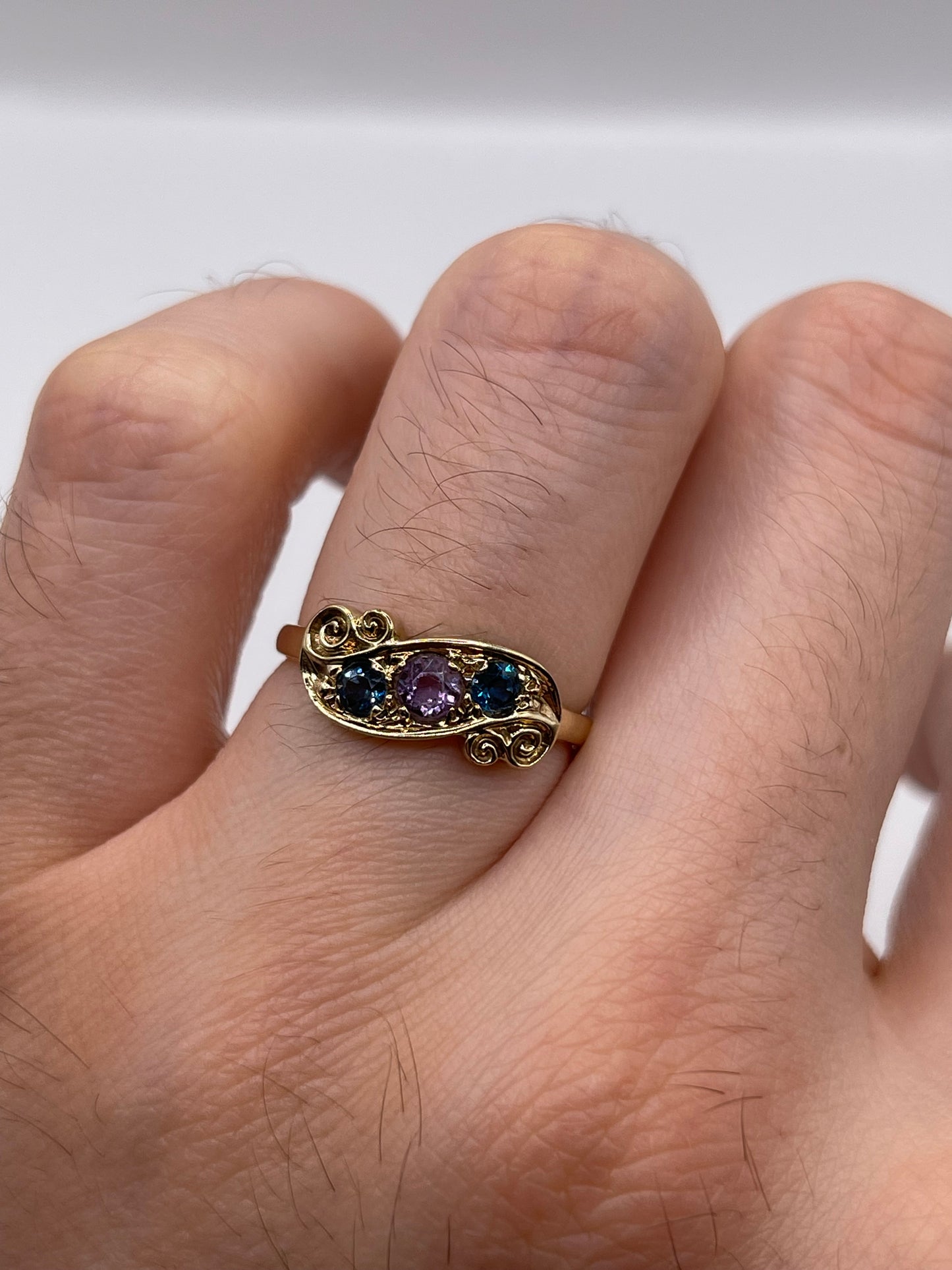9ct gold amethyst and topaz ring