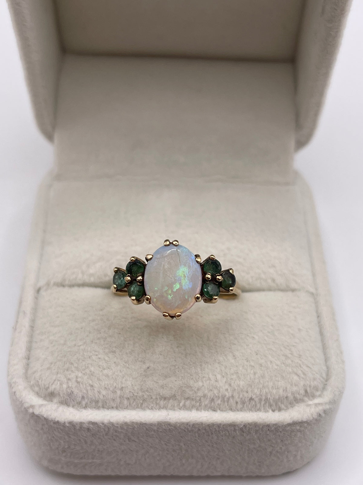 9ct gold opal and emerald ring
