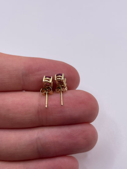 9ct gold ruby and diamond earrings