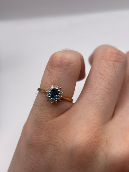 9ct gold topaz and diamond ring