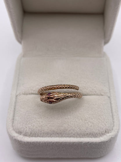 8ct rose gold ruby snake ring