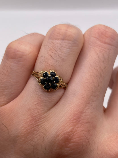 9ct gold sapphire cluster ring