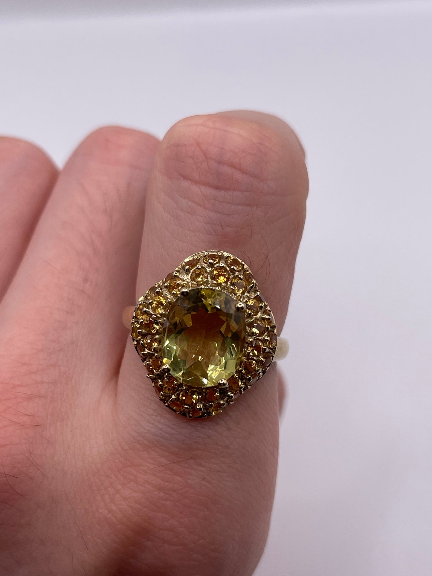 9ct gold citrine cluster ring