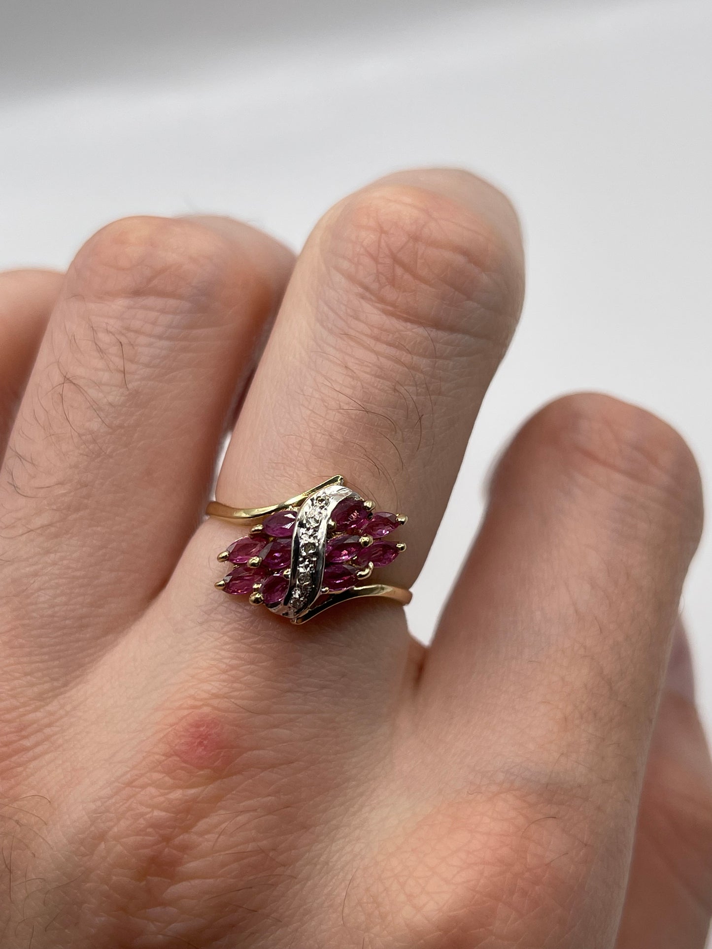 9ct gold ruby and diamond ring