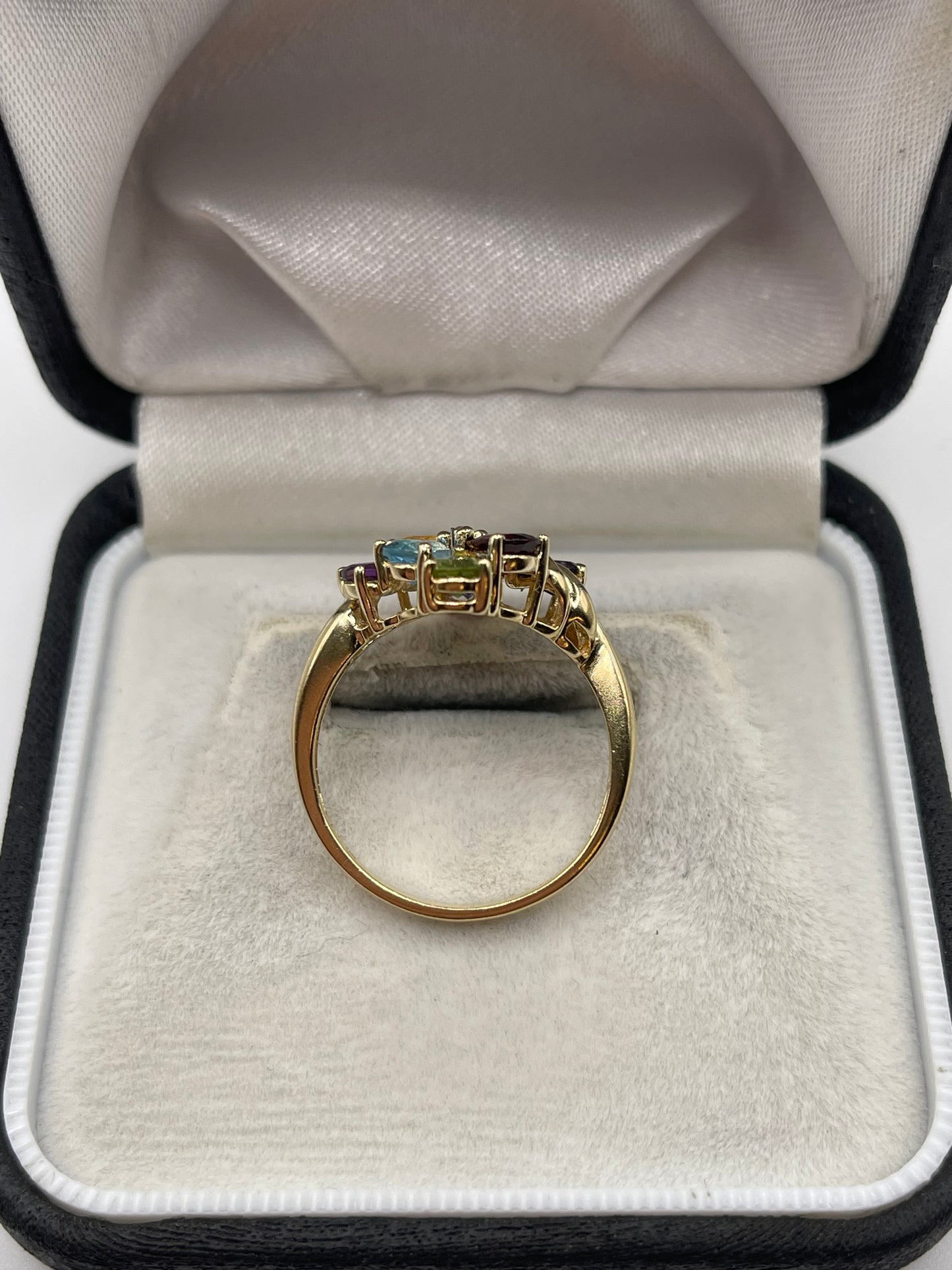 9ct gold multi gemstone cluster ring