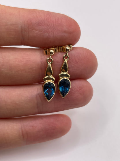 9ct gold blue topaz earrings