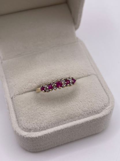 9ct gold ruby and diamond ring