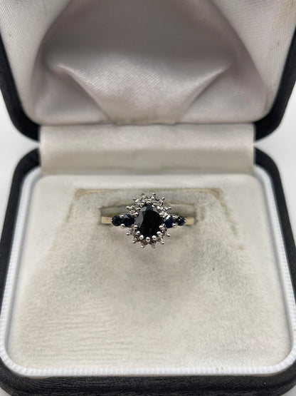 9ct gold sapphire and diamond ring
