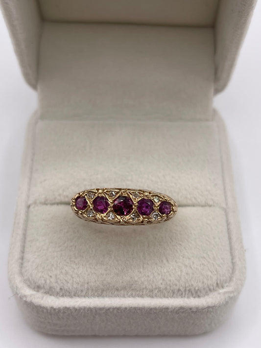 9ct gold ruby and diamond ring