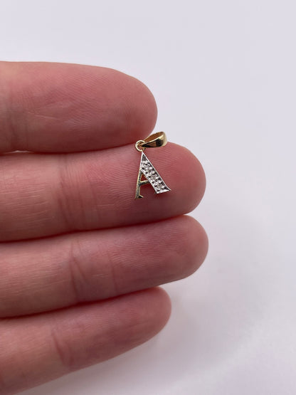9ct gold diamond initial A pendant