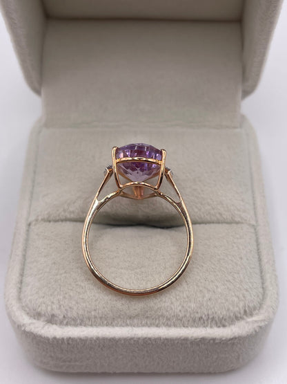 9ct rose gold amethyst and diamond ring