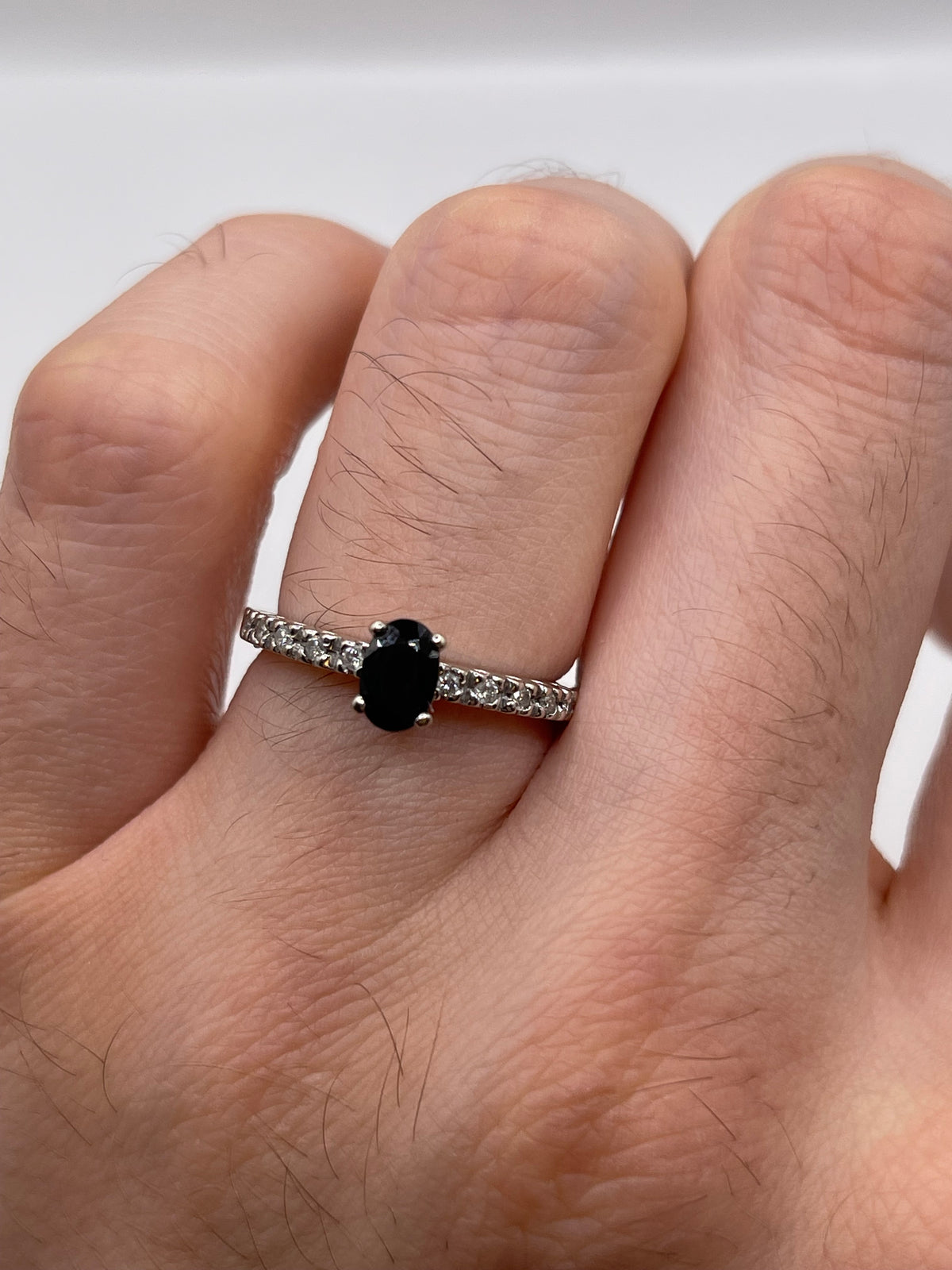 9ct white gold sapphire and diamond ring