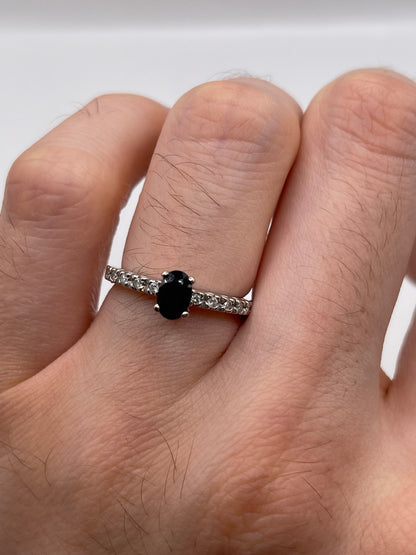 9ct white gold sapphire and diamond ring