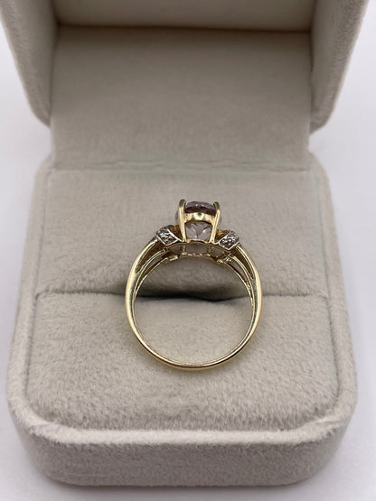 9ct gold kunzite and diamond ring