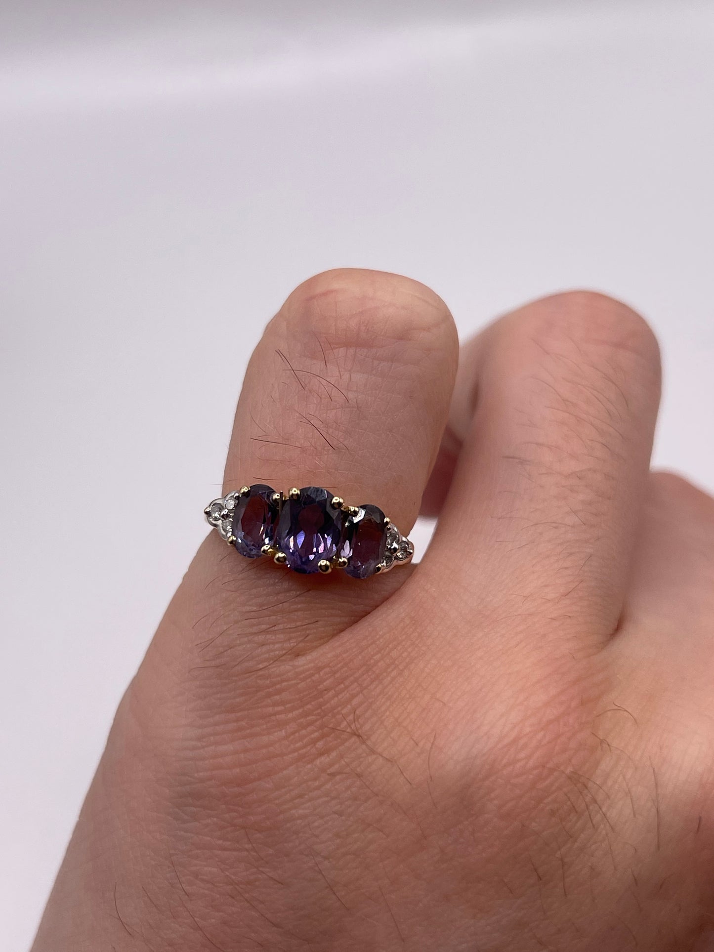 9ct gold blueberry quartz and diamond ring
