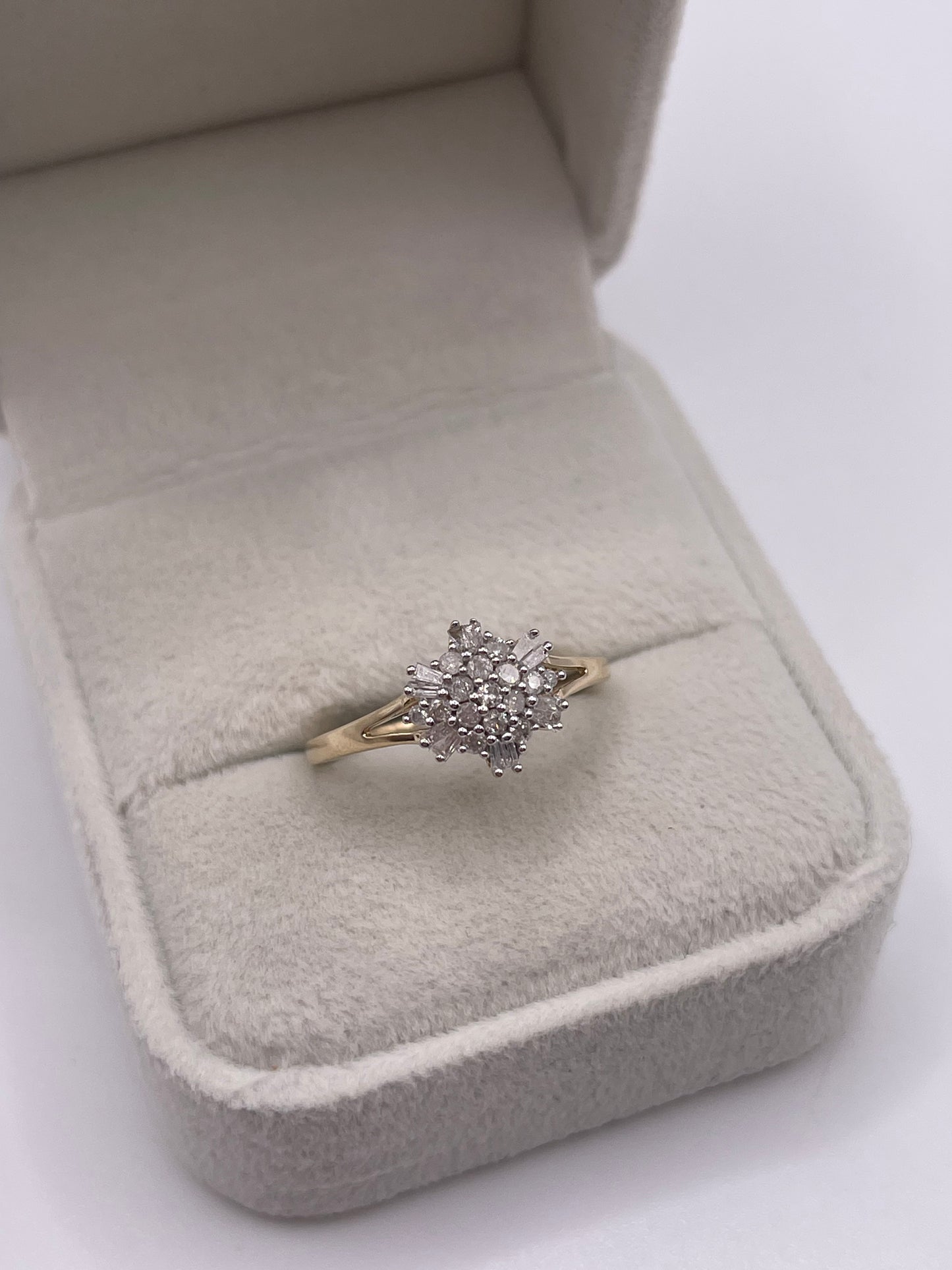 9ct gold diamond cluster ring