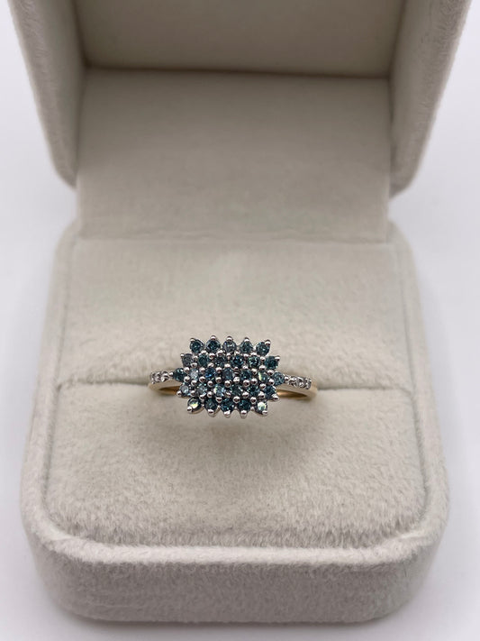 9ct gold 50 point diamond cluster ring