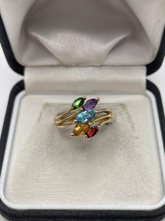 9ct gold multi gemstone ring
