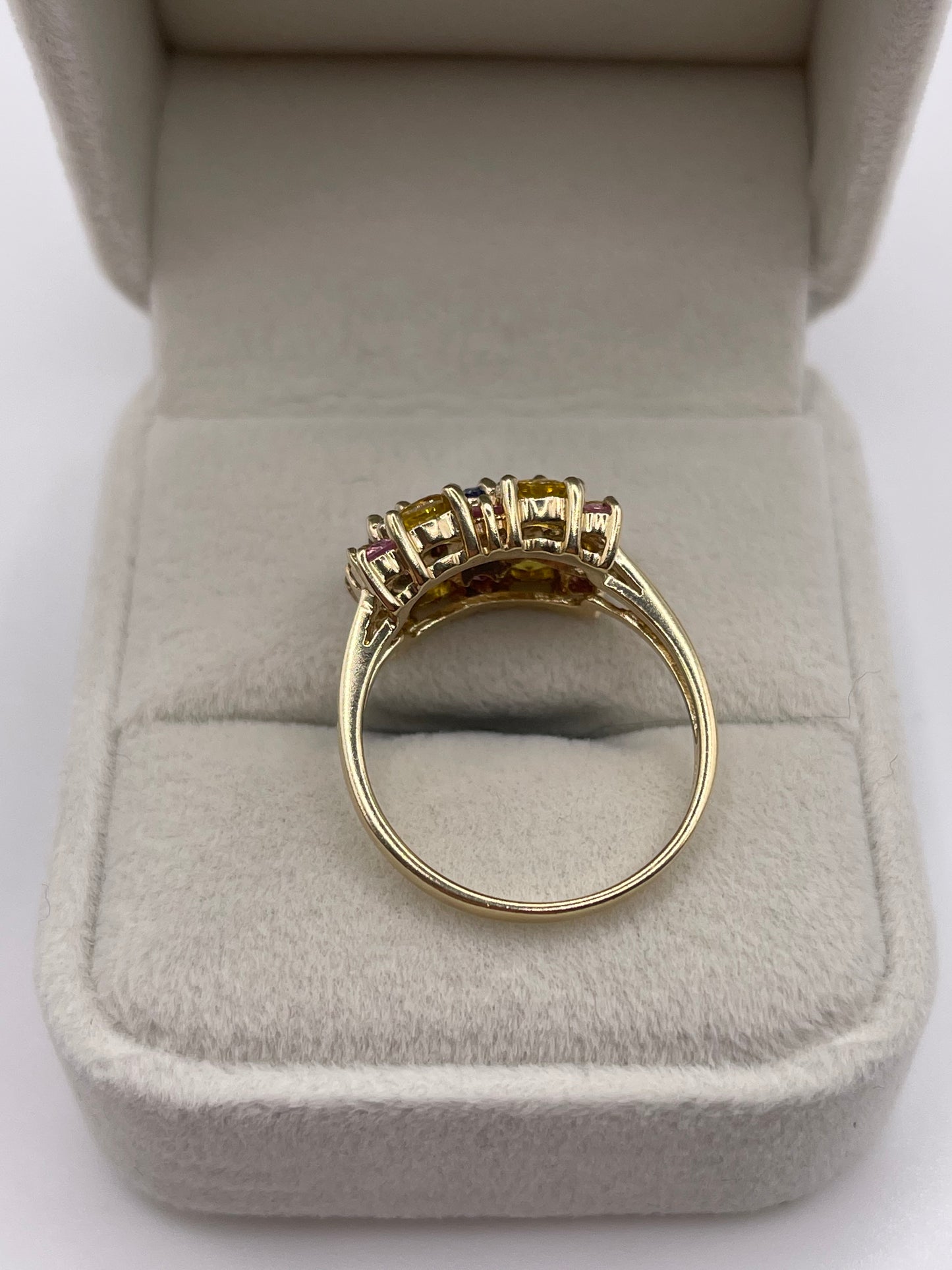 9ct gold multi coloured sapphire ring