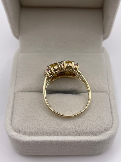 9ct gold multi coloured sapphire ring