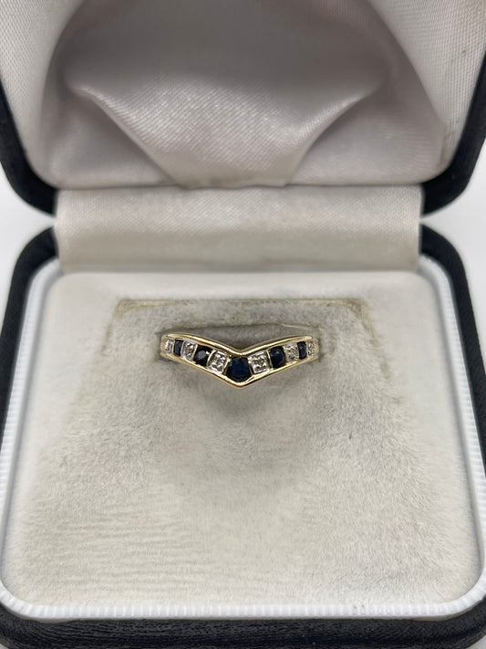 9ct gold sapphire and diamond ring