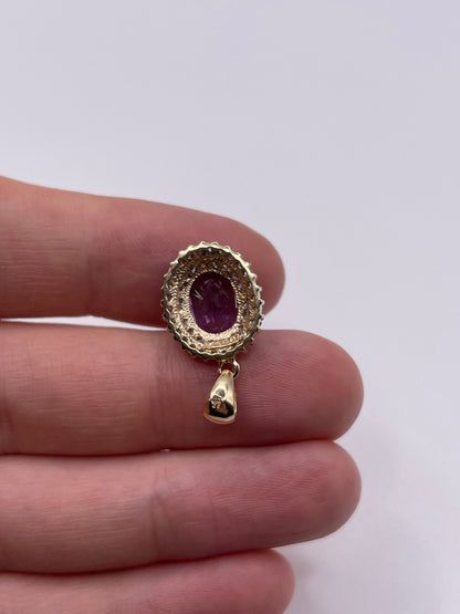 9ct gold amethyst and diamond pendant