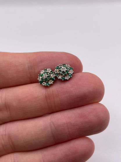 9ct gold emerald and diamond earrings