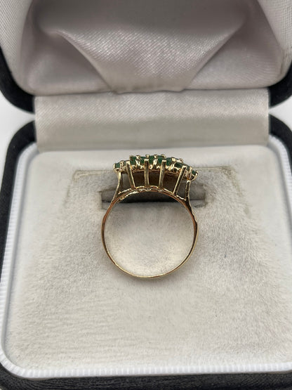 9ct gold emerald cluster ring