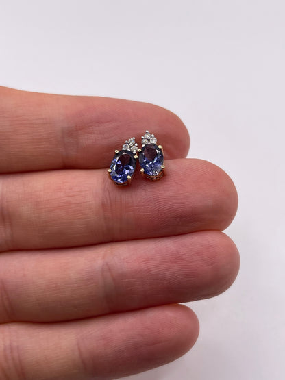 9ct gold iolite and diamond earrings