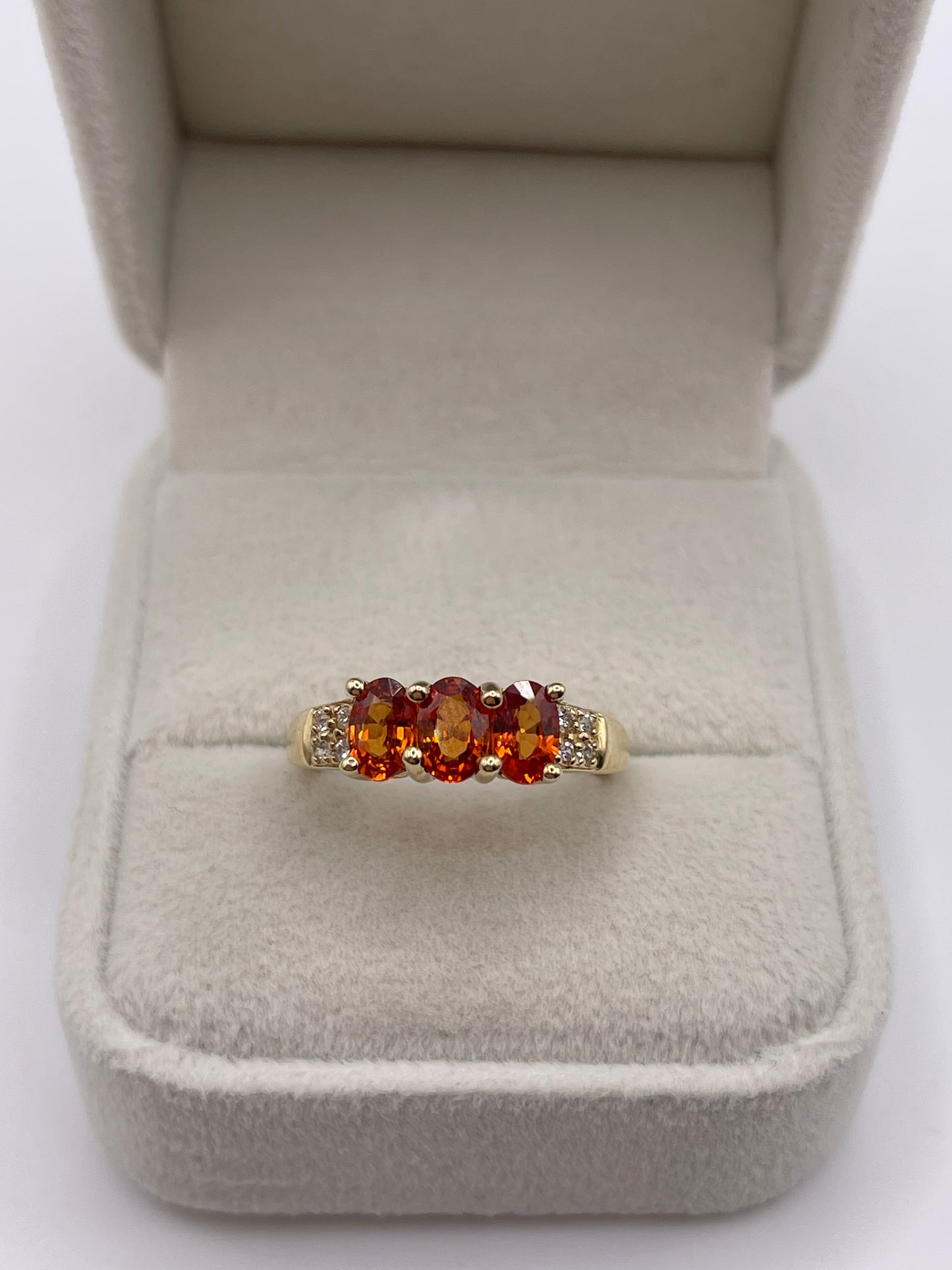 9ct gold orange sapphire and zircon ring