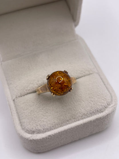9ct gold amber ring