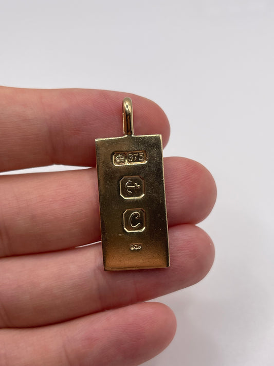 Heavy 9ct gold ingot pendant