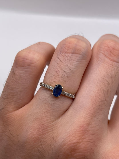 9ct gold sapphire and diamond ring
