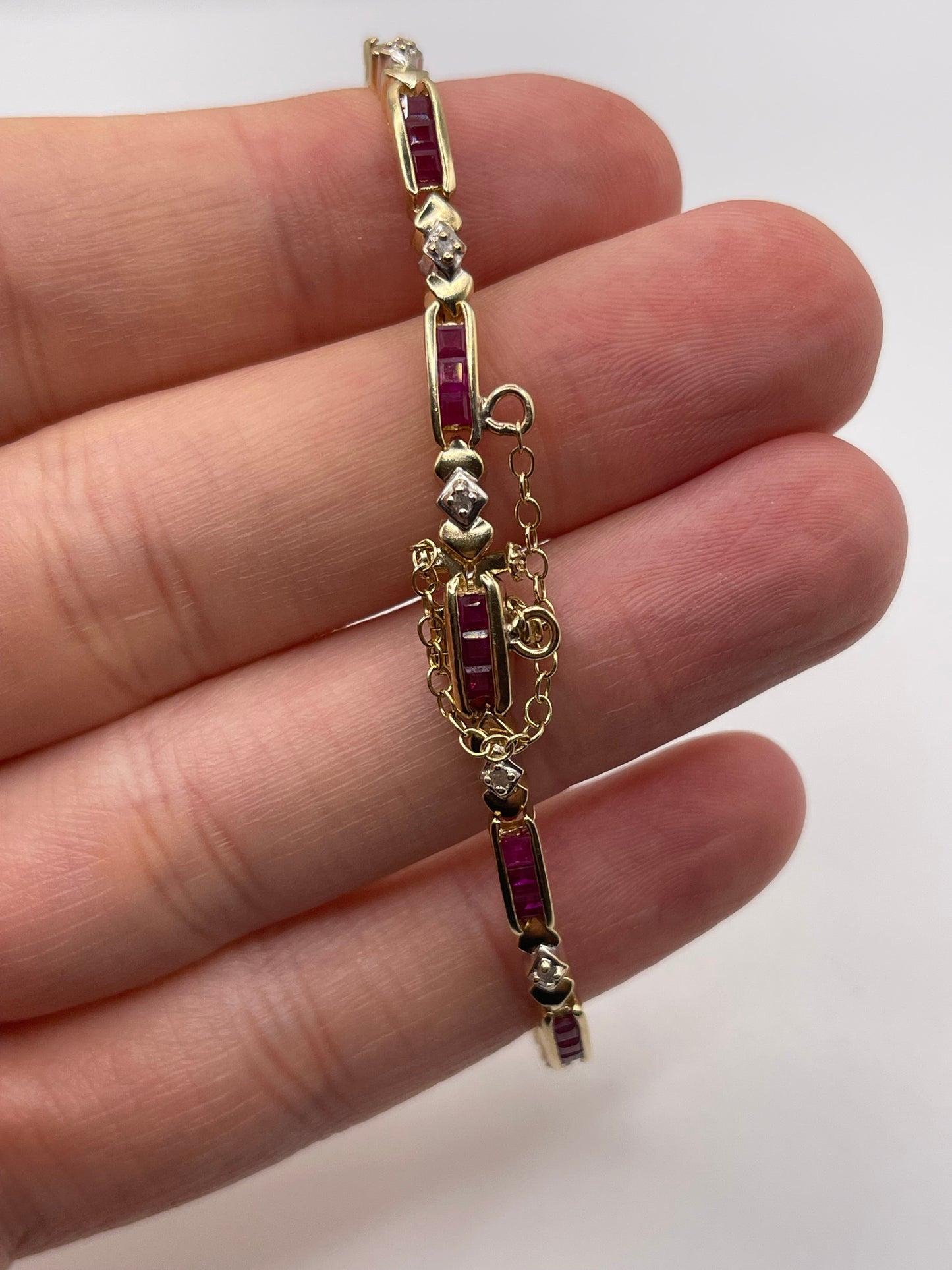 9ct gold ruby and diamond bracelet