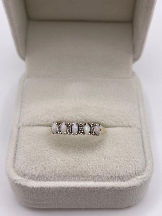 9ct gold opal and diamond ring