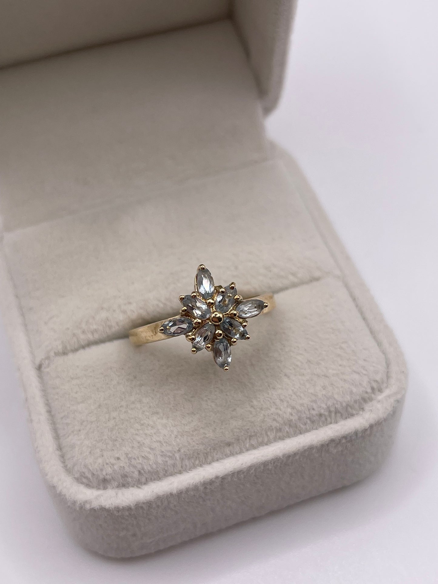 9ct gold aquamarine cluster ring