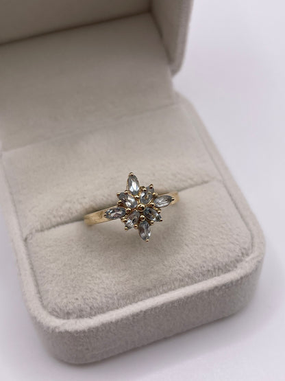 9ct gold aquamarine cluster ring