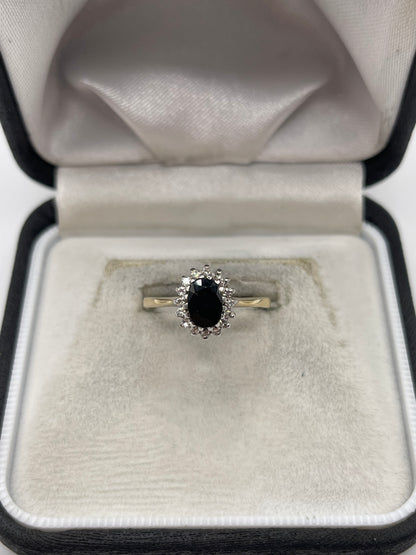 9ct gold sapphire and diamond ring
