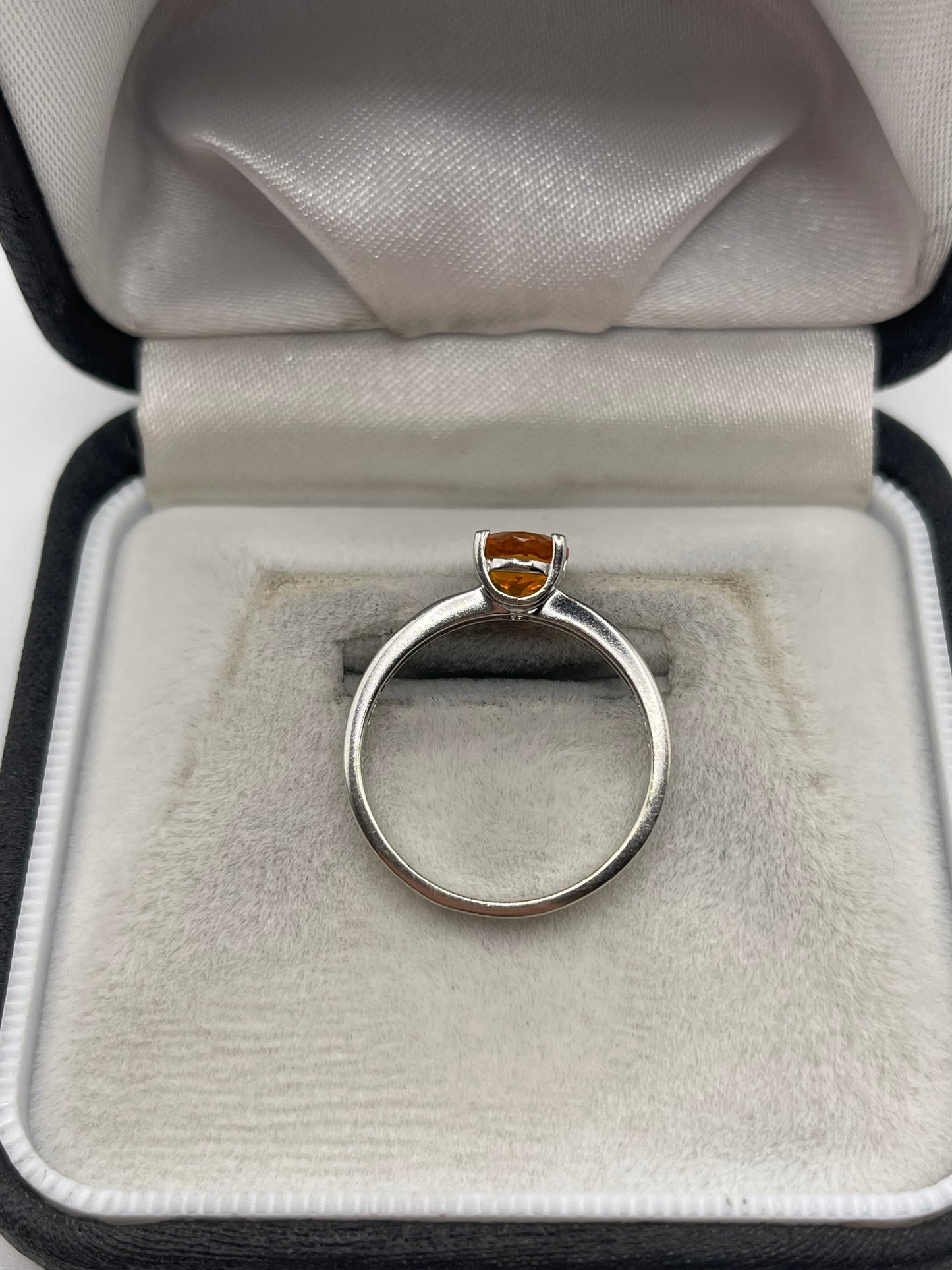 9ct white gold fire opal ring
