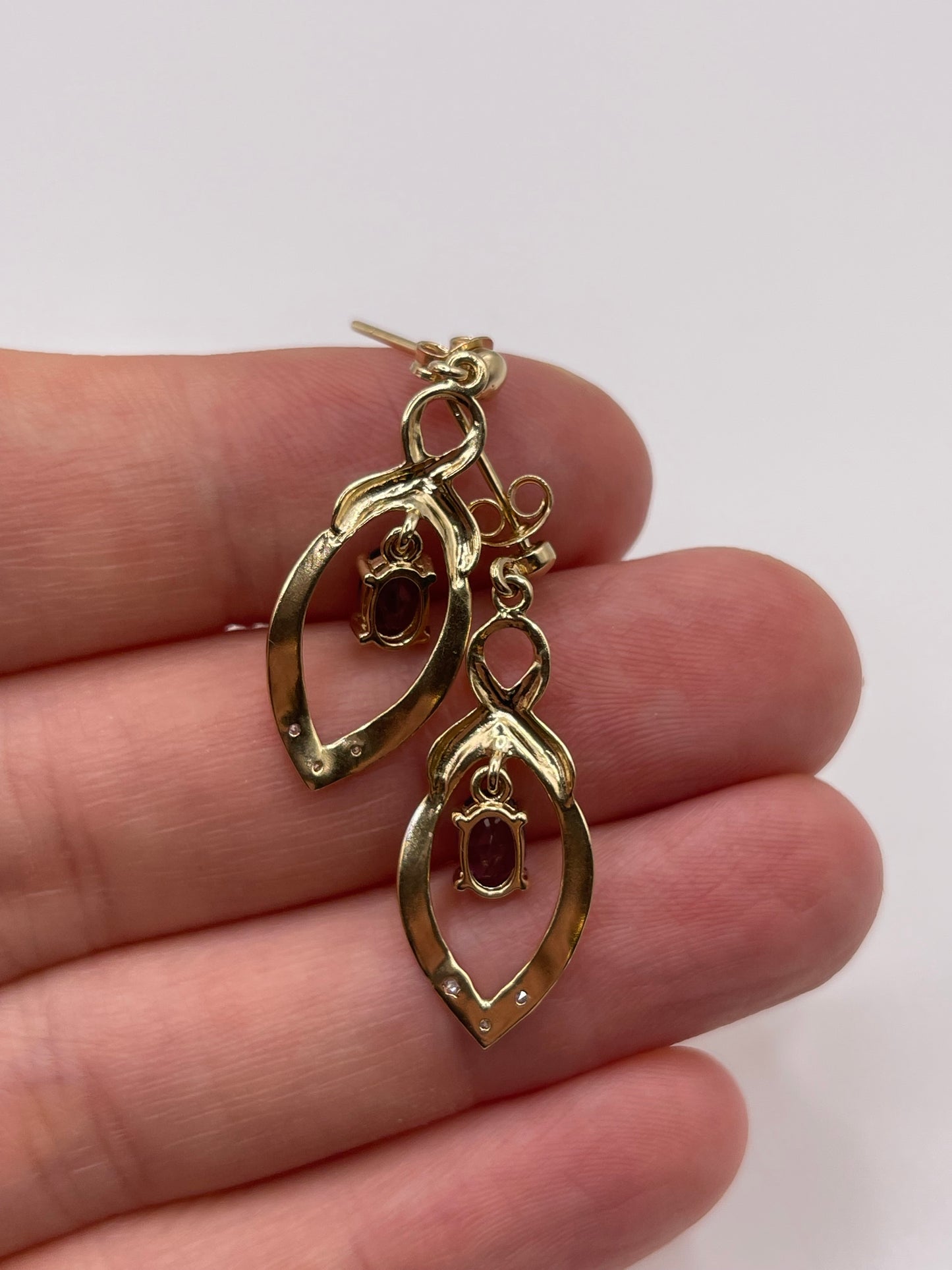 9ct gold amethyst and diamond earrings