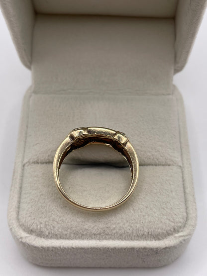 9ct gold diamond buckle ring